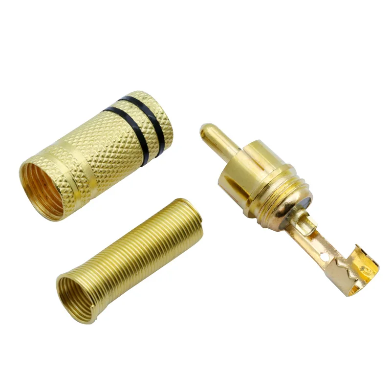 2pcs/1pair RCA Connector Deluxe High Quality RCA Gold Plate Plug Wholesale Audio Male Connector W Metal Spring