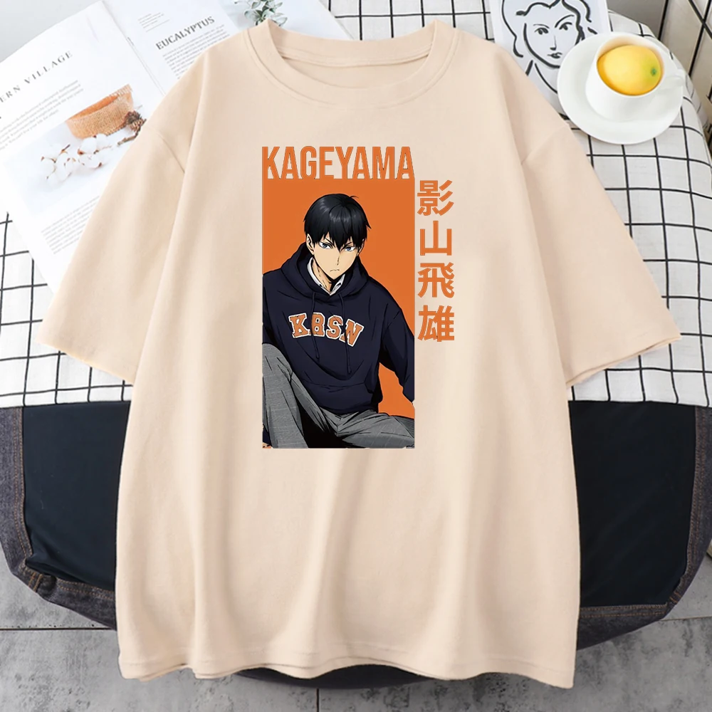 Oversize T-shirt Man Haikyuu Kageyama Tobio Casual Hip Hop Loose Short Sleeve Black T shirt New Summer Harajuku Male Tee Shirt