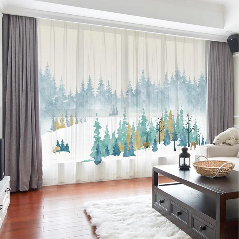 

Home Decoration Luxury Window Chiffon Curtains Drape Panel Sheer Tulle Living Room Bedroom Grove Flower Sheer Curtains