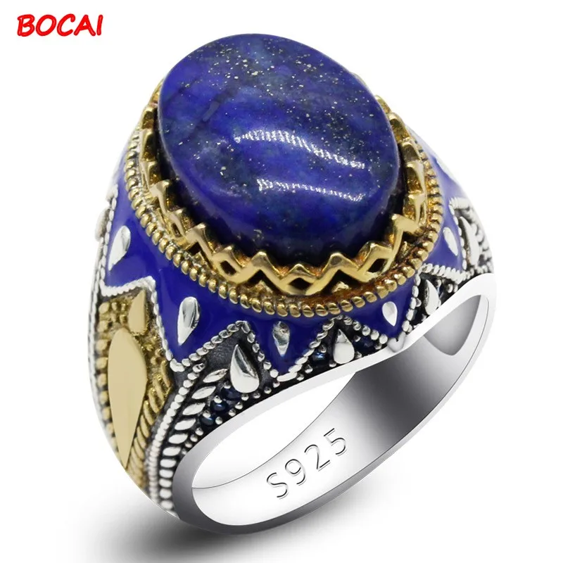 New style 925 silver Middle Eastern personality lapis lazuli men's ring