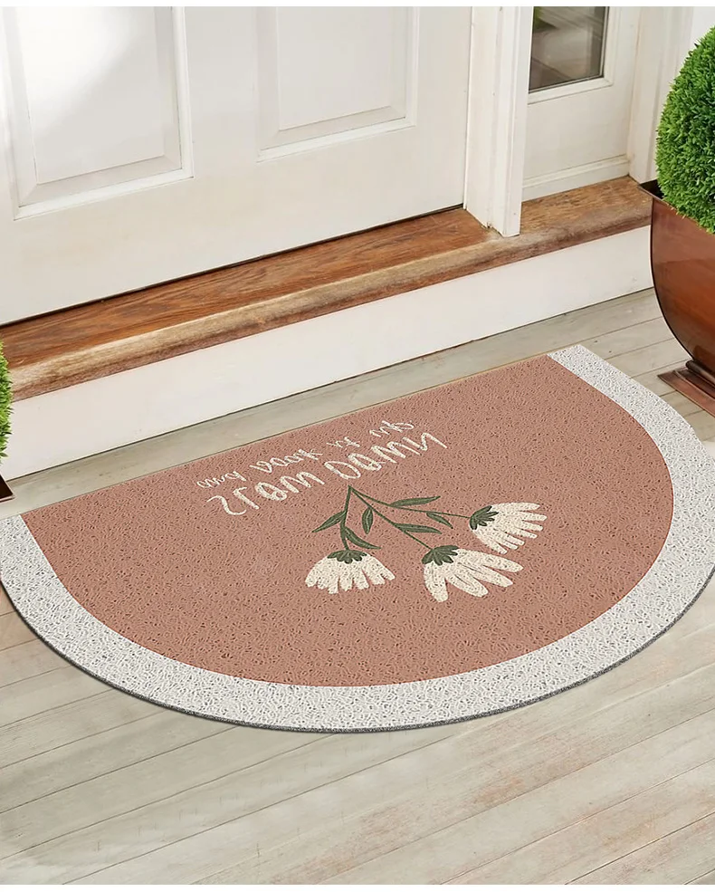 

Half-round Door Mats Outdoor Antiwear PVC Waterproof Ant-Slip Bathroom Rugs and Carpets Plant Printed Hallway Entrance Doormat