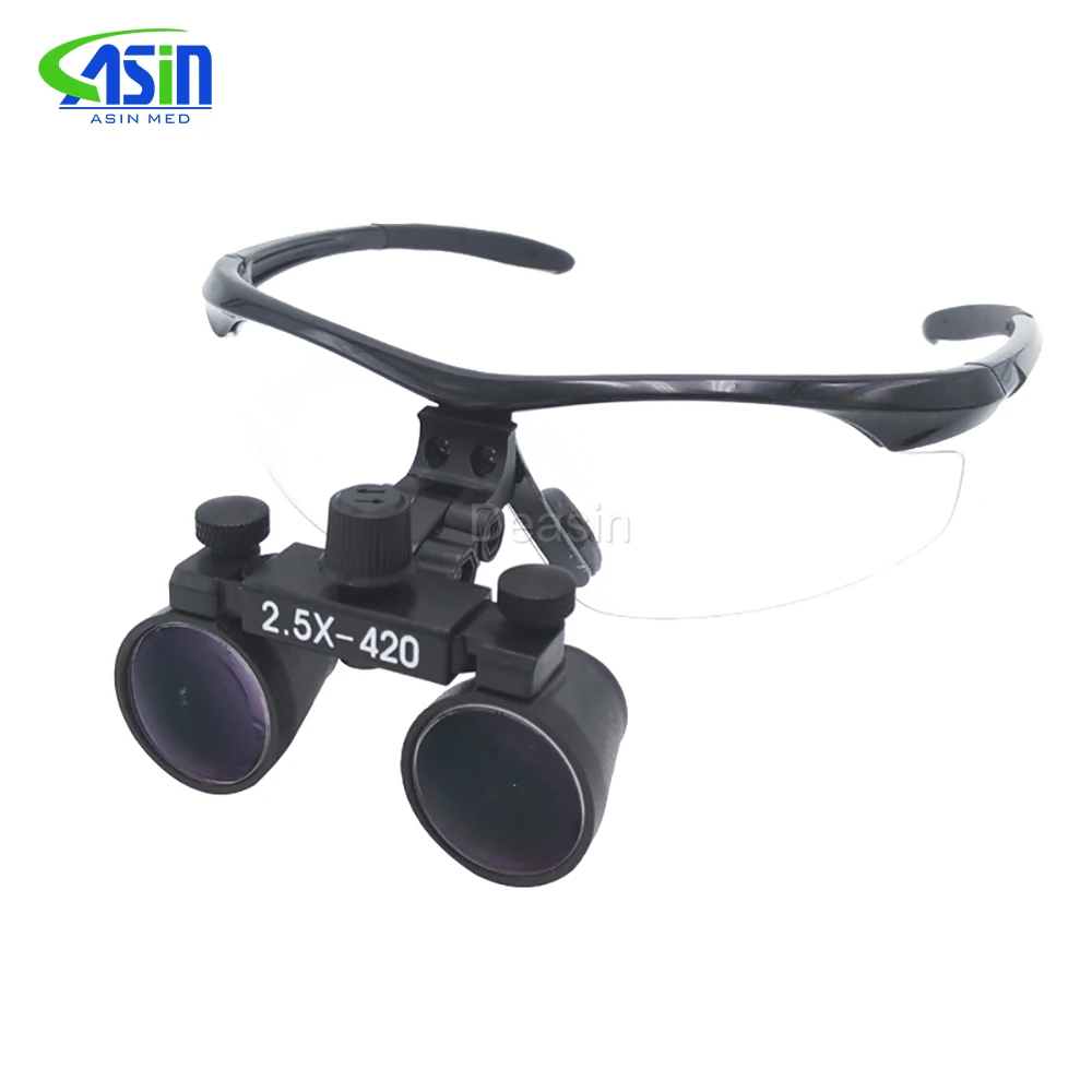 2.5X Anti-fog Dental Loupes for Medical Galileo Magnifier with Surgical Magnifying Glasses black frame +black loupes