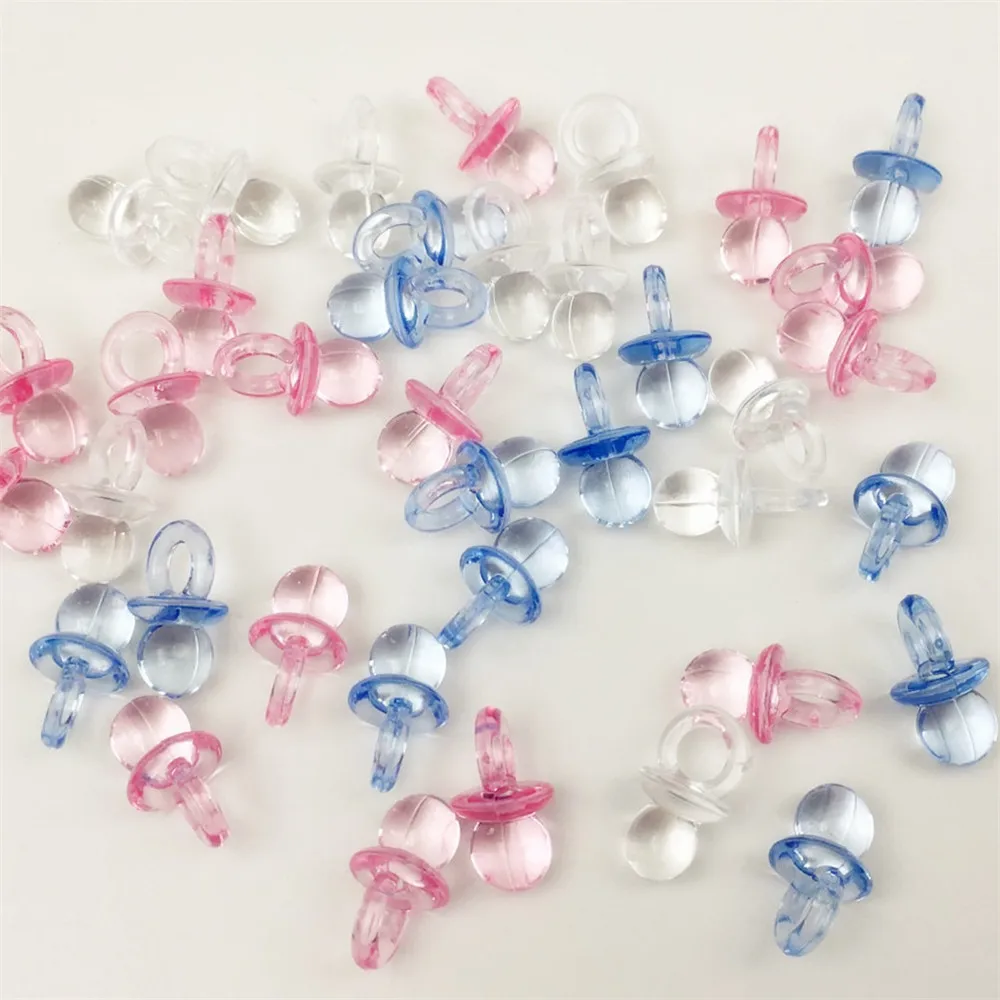 24PCS Mini Pacifiers Acrylic rhinestones baby shower party favors for Boys & Girls birthday Christening party gift beads