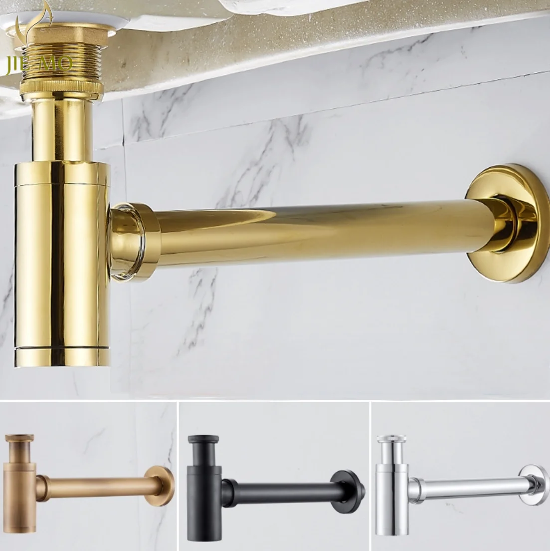 Brass wall drain pipe hand washing basin drain pipe accessories Table basin drainer water pipe deodorization