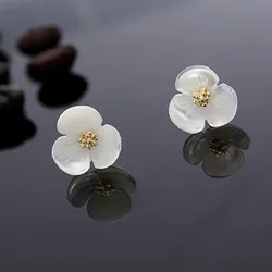 New Hot Fashion 925 Sterling Silver Clover shell Earrings for Women Girls Gift Fashion Statement Jewelry