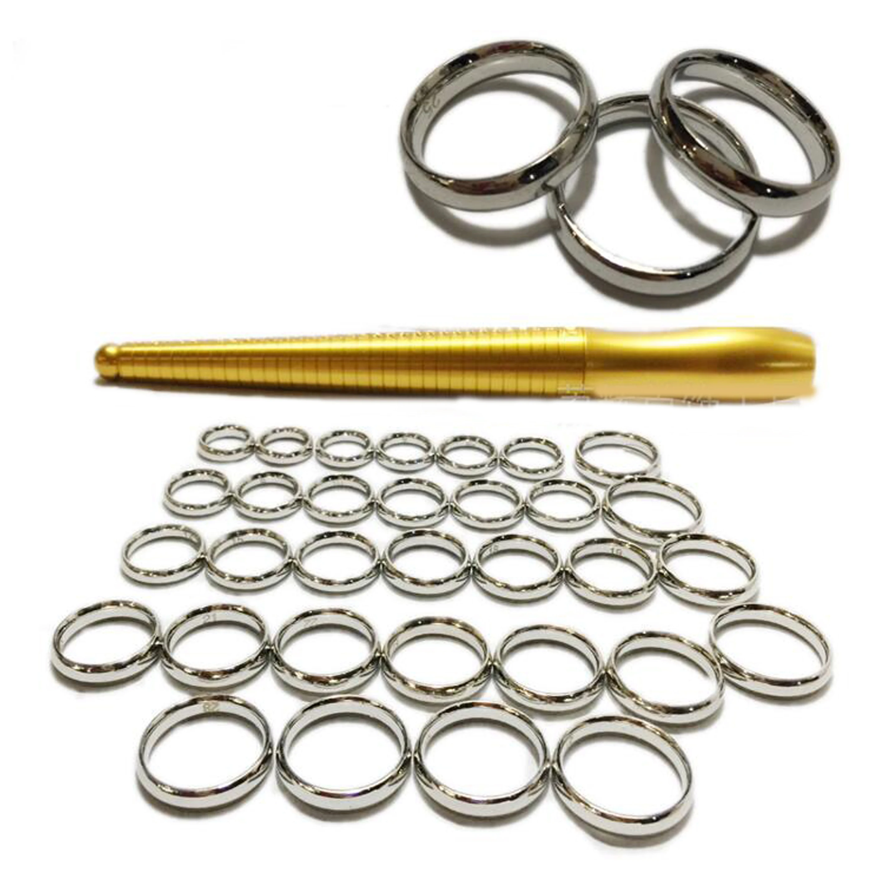 Finger Ring Size Measurement Kit Brass Mandrel Stick Finger Gauge With Wooden Box Jewellery Tool