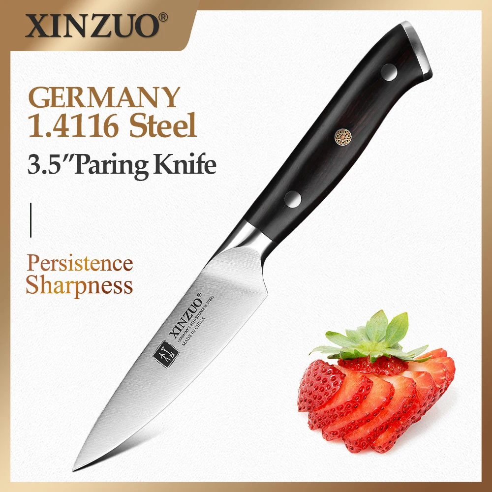 

XINZUO 3.5‘’ Paring Knife High Carbon Stainless Steel Germany 1.4116 Kitchen Knives Razor Sharp Blade Ebony Handle Gift Case