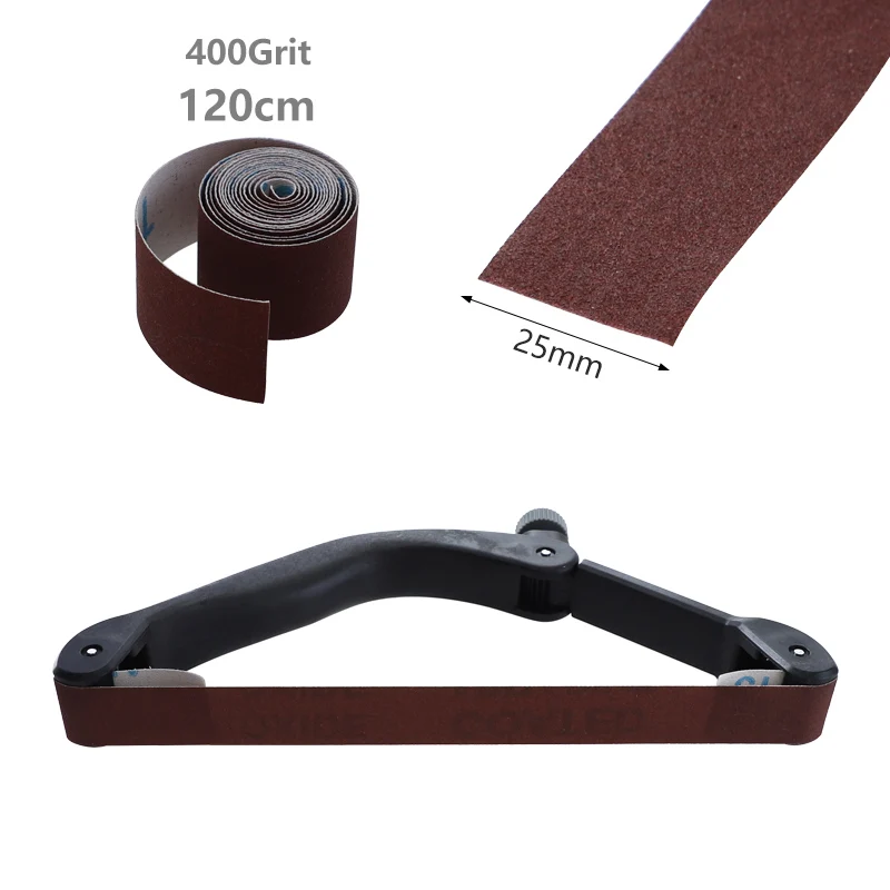 Handheld Bow Sandpaper Holder with Sanding Belt Adjustable Hand Sander for Curved Circular Contour Polishing Tool