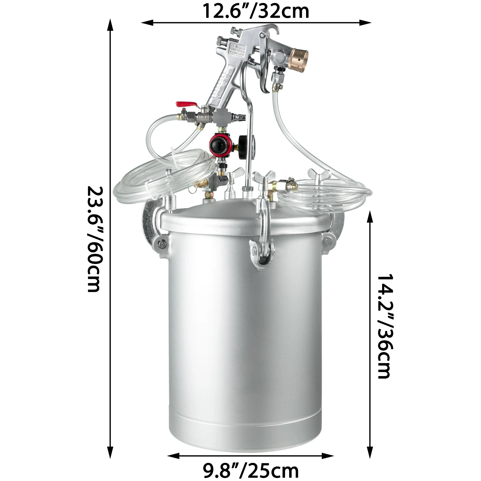 VEVOR Paint Bucket Tank 15L pistola a spruzzo a pressione da 4 galloni con ugello da 4.0mm regolatore Pot Paint Sprayer pittura industriale