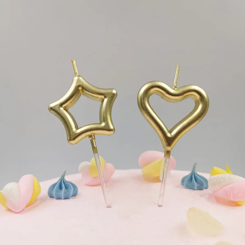 

Children's Birthday Party Candle Gold-Plated Birthday Love Star Creative Romantic Wedding Anniversary Baking Cake Products