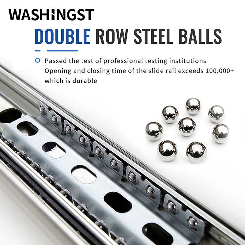 WASHINGST Heavy Duty Drawer Slides With Lock Side Mount Full Extension Three Fold Ball Bearing  Rails1Pair 260Lb Capacity