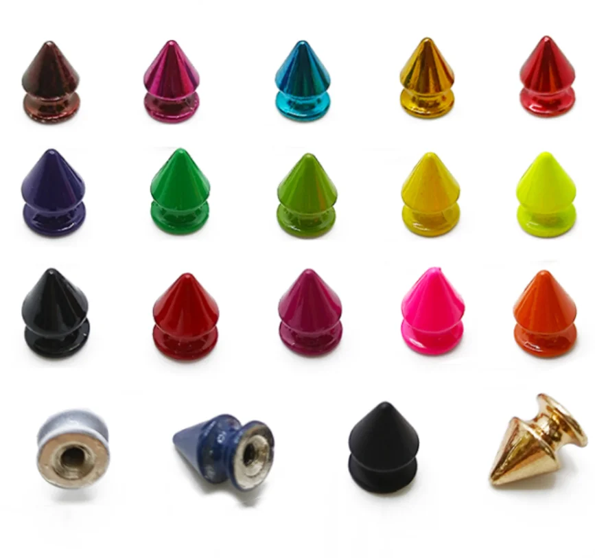 20pcs/set 8*12mm Bullet Rivet Fashion Metal Punk Rock Colored Spikes And Studs rivets for Leather DIY Accessory