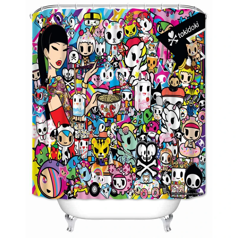 Musife Custom Tokidoki Douchegordijn Cartoon Waterdicht Polyester Badkamer Met Haken DIY Home Decor