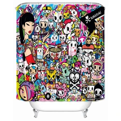 Musife niestandardowa zasłona prysznicowa Tokidoki Cartoon wodoodporna tkanina poliestrowa łazienka z haczykami DIY Home Decor