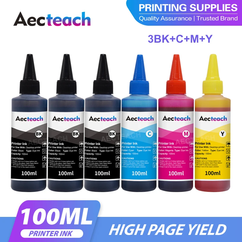 Aecteach new 100ml Refill Ink Kit Kits For Canon For Epson For Brother For HP ALL Refillable Inkjet Printer Ink Cartridges