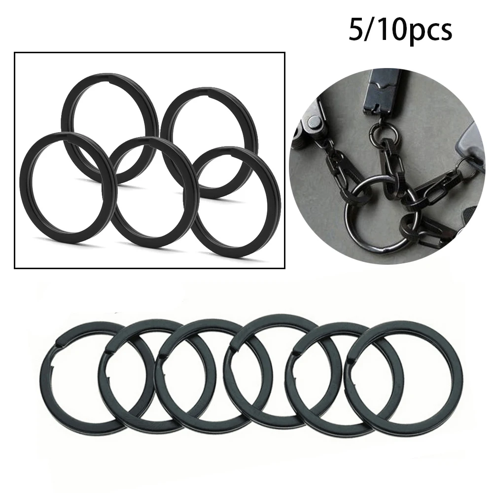 5PCS Black Stainless Steel Metal Keys Ring Carabiner EDC Keychain Keyring Connectors Locking Key Holder Hiking Outdoor Tools