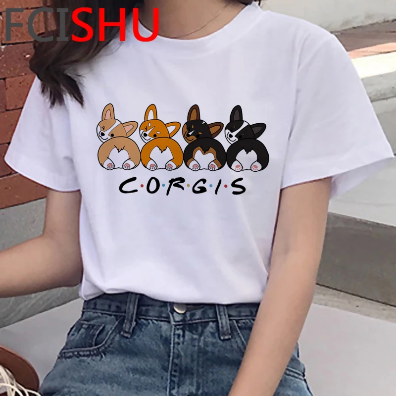 Shiba Inu French Bulldog Border Collie Corgi Pug t shirt summer top female harajuku kawaii tumblr  clothes tumblr