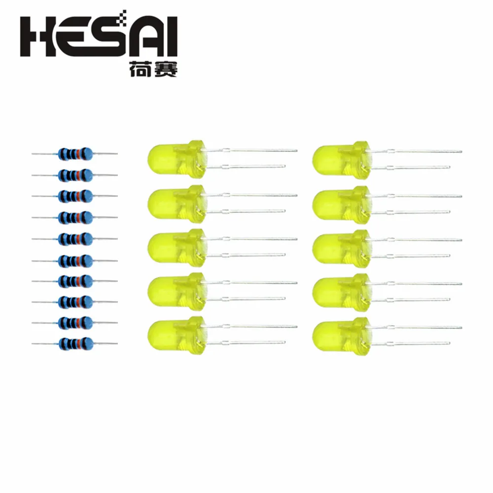 Three Color Red Green Yellow LED Lamp Experimental LED+ 100K Resistance for arduino Diy Kit