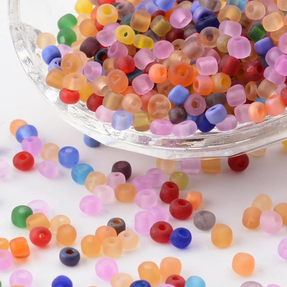 

Pandahall 1 Pound Frosted Glass Seed Round Beads 2mm 3mm 4mm for Jewelry Making Accessories