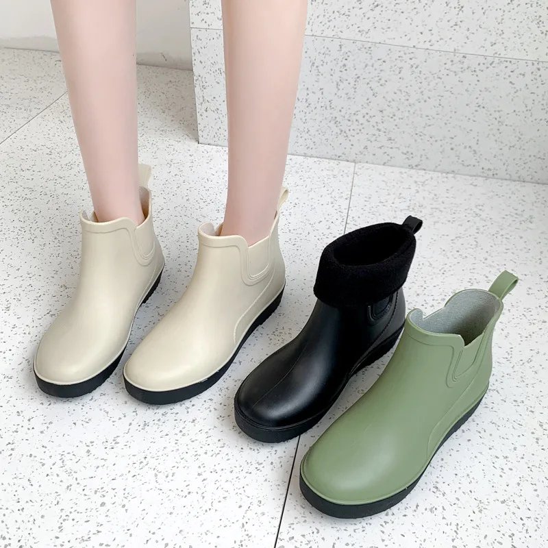 Winter Rain Boots for Women Warm Outdoor Fishing Boots Waterproof Working Shoes Fashion Slip-on Rubber Booties Women Galoshes