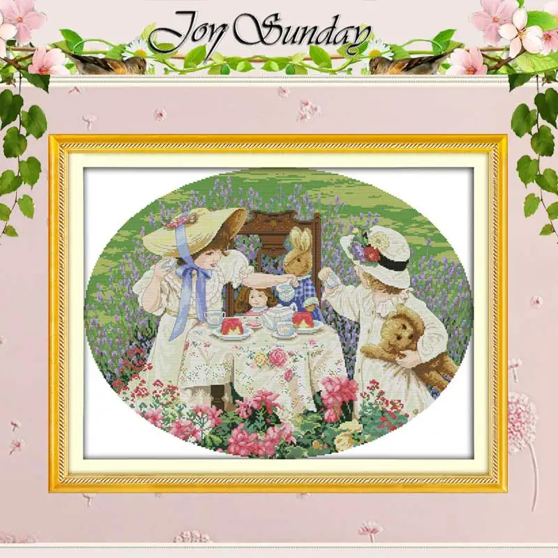 The Afternoon Tea Patterns Counted Cross Stitch Set DIY 11CT 14CT 16CT Stamped DMC Cross-stitch Kit Embroidery Needlework Crafts