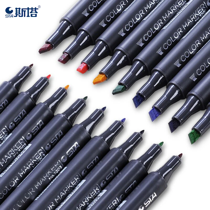 STA 3203 Art Markers Set Dual Headed Artist Sketch Oily Alcohol Based Markers Pen 30/36/40/48/60/80/128/201 Colors For Animation