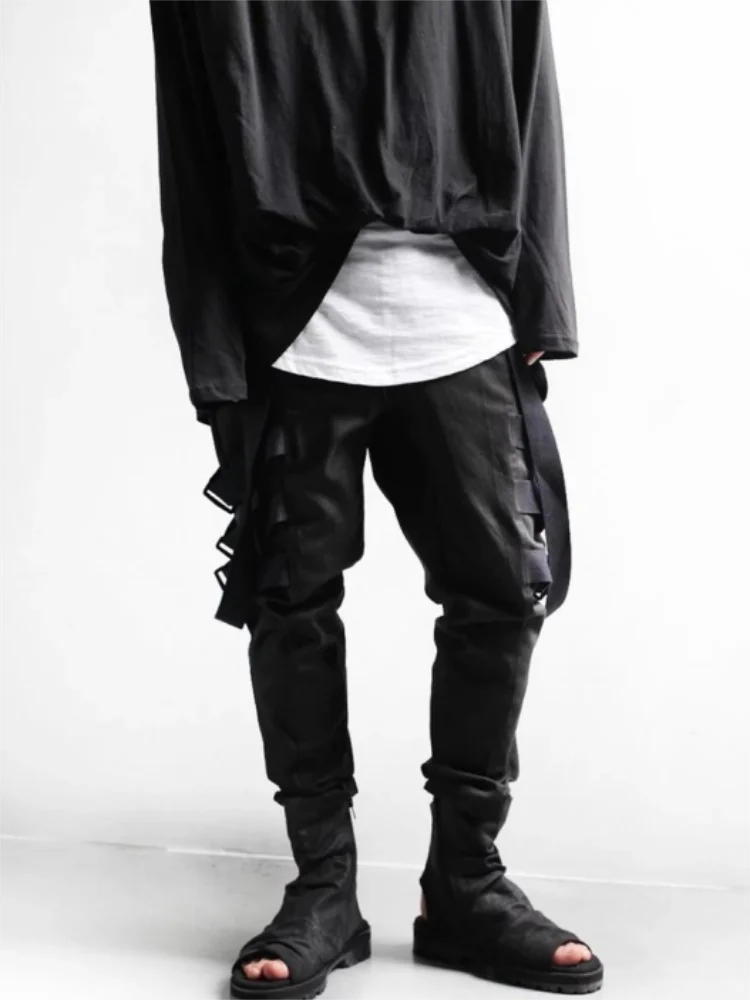 Men's Cargo Pants Punk Spring And Autumn Style New Personality Webbing Hip Hop Street Casual Loose Pants