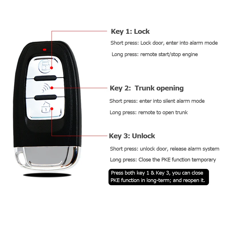 12V Auto Car Keyless Entry Start System One Start Stop Engine Push Button Vehicle Alarm PKE Remote Auto Start dropshiping