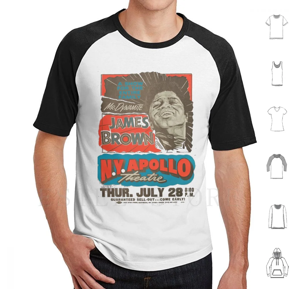 James Brown Concert Original Poster T Shirt DIY Big Size 100% Cotton James Brown Music Legendary Dynamite Apollo Show New York