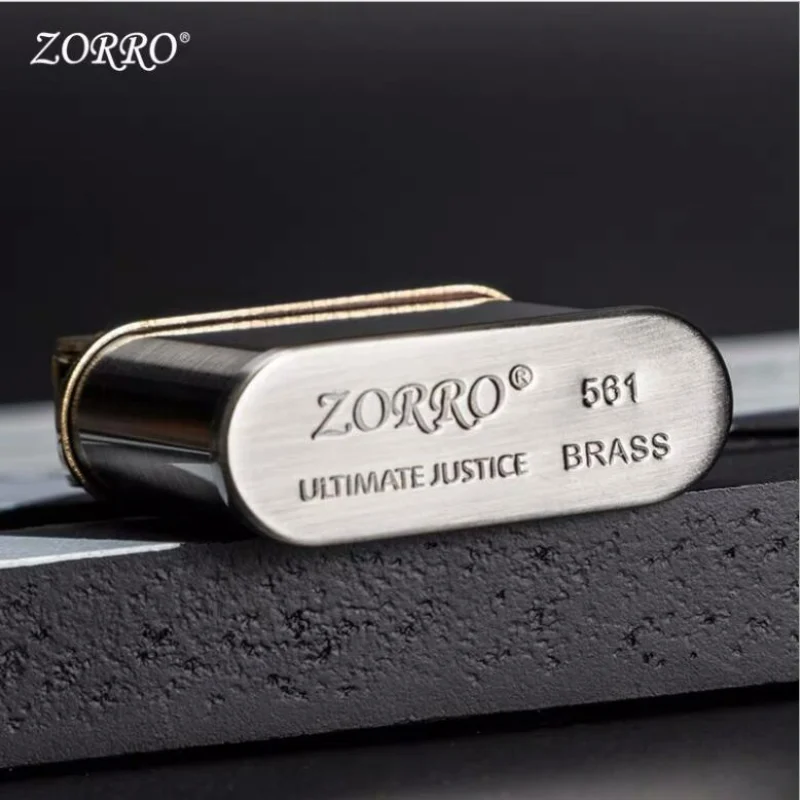 Zorro Brass Liner Kerosene Lighter Bouncing Automatic Ignition Pure Copper Grinding Wheel Lighter Men\'s Collection Smoking Gift.