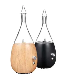 Diffuseur d'huiles essentielles et d'arôme sans eau, nébuliseur d'aromathérapie en verre de bois, lumière LED pour le bureau et la maison