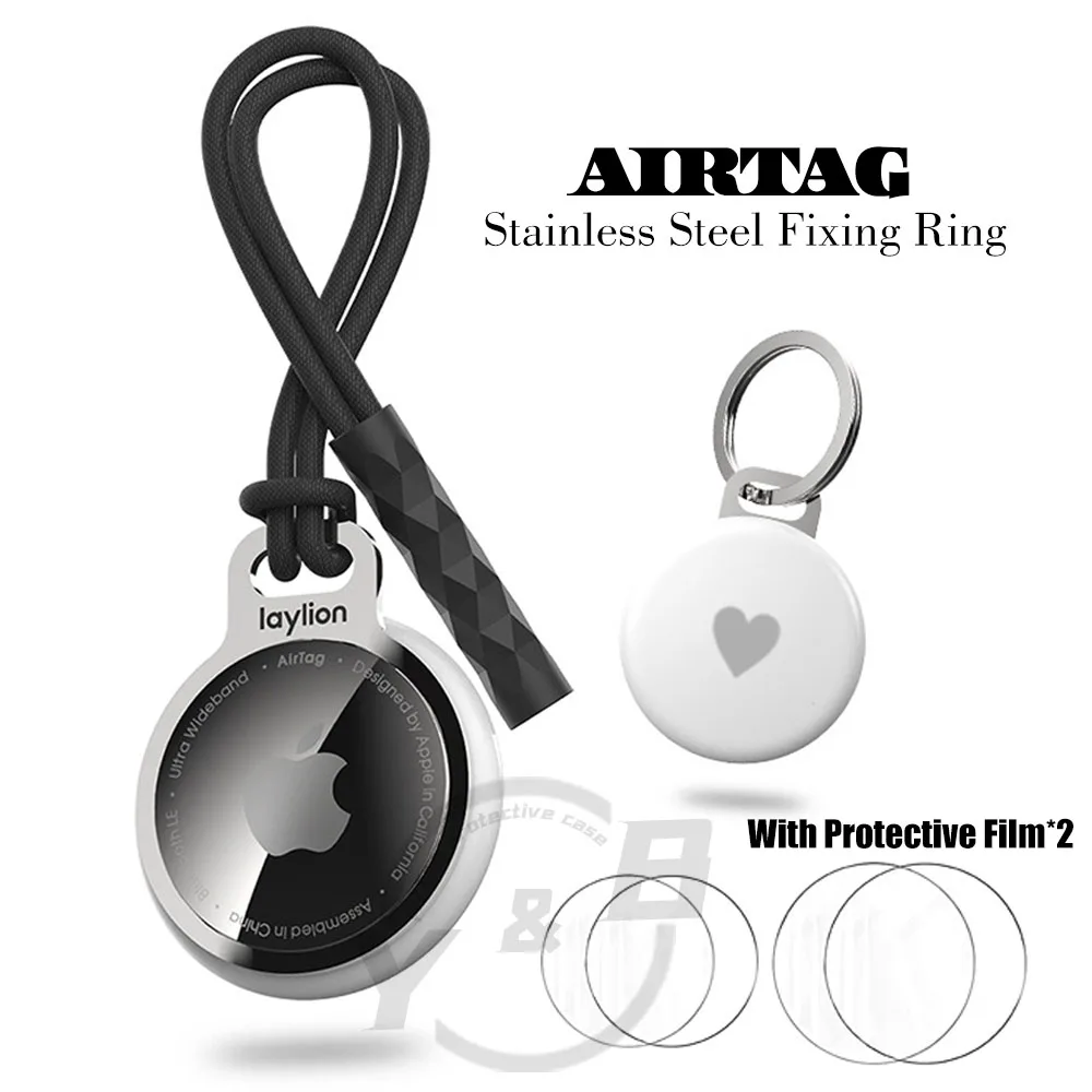 New For Apple AirTag Tracker Holder Stainless Steel Metal Ring Protective Case With Anti-Lost Waterproof Device With Keychain