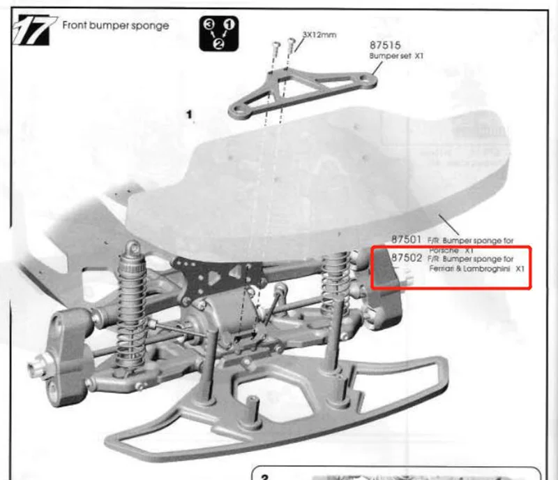 Original OFNA/HOBAO RACING 87502 Front/Rear Bumper Sponge for Ferrari / Lamborghini For 1/7 HYPER ONE-SEVEN ONROAD