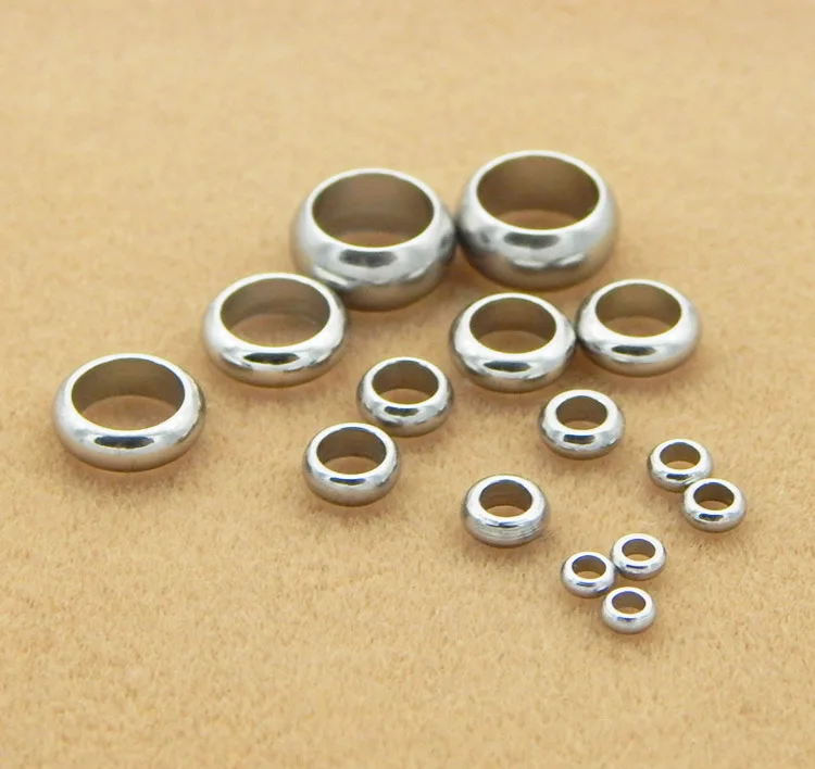 50pcs Stainless Steel Crimp End Beads Dia 2/3/4/5/6/8mm Round Stopper Spacer Beads For DIY Necklace Jewelry Making Supplies