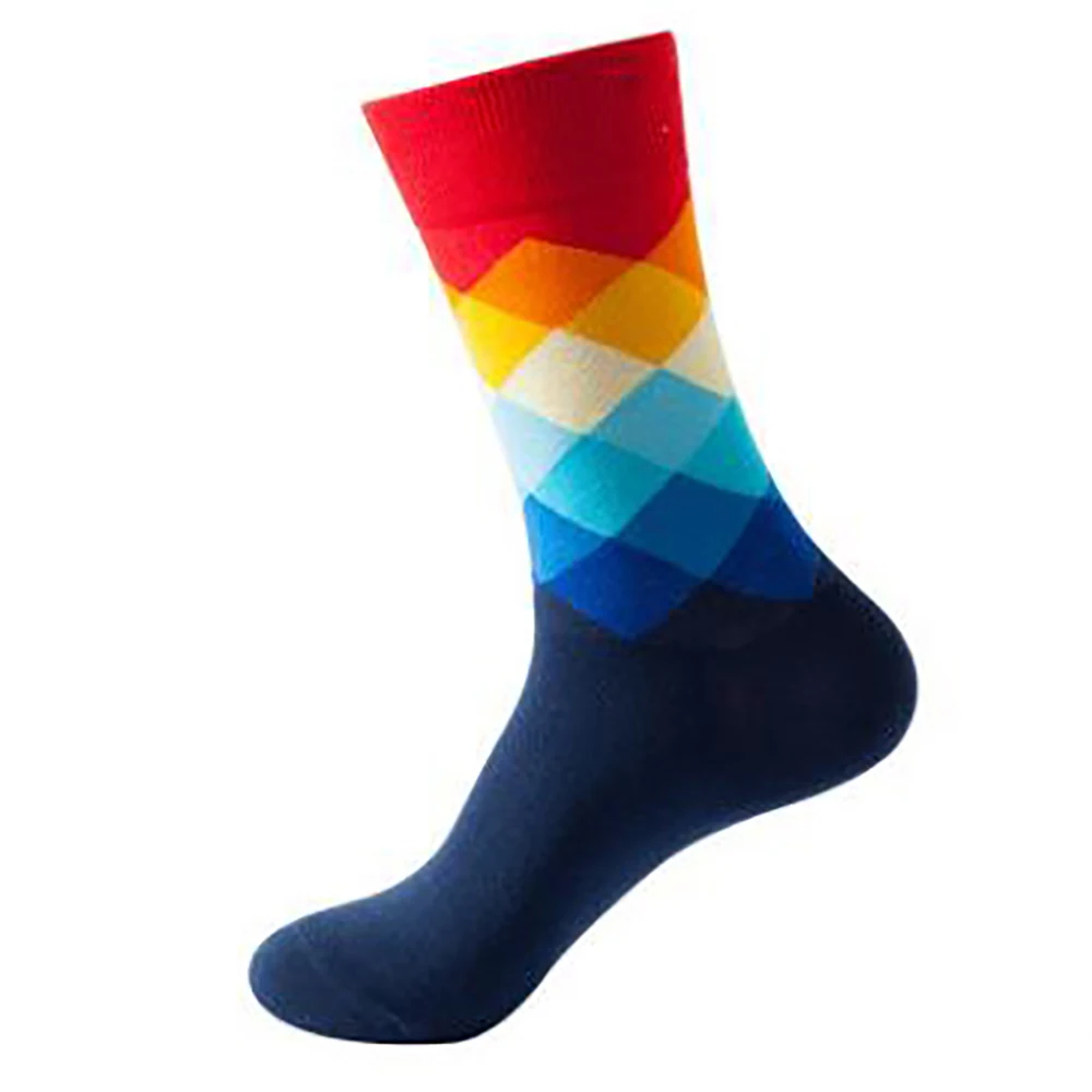 Men's/Women Cotton Socks Funny Happy Socks Fine Paragraph Diamond Pattern Argyle Tube Geometric Funny Party Dress Combed Socks