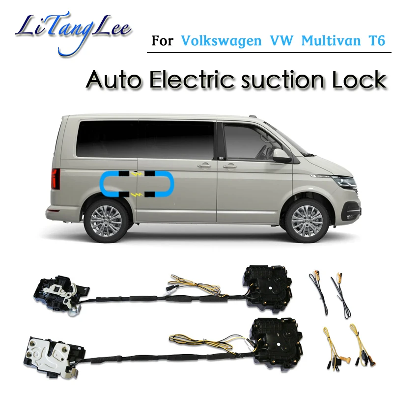 For Volkswagen VW Multivan T6 2015~2019 Car Soft Close Door Latch Pass Lock Actuator Electric Absorption Suction Silence Closer