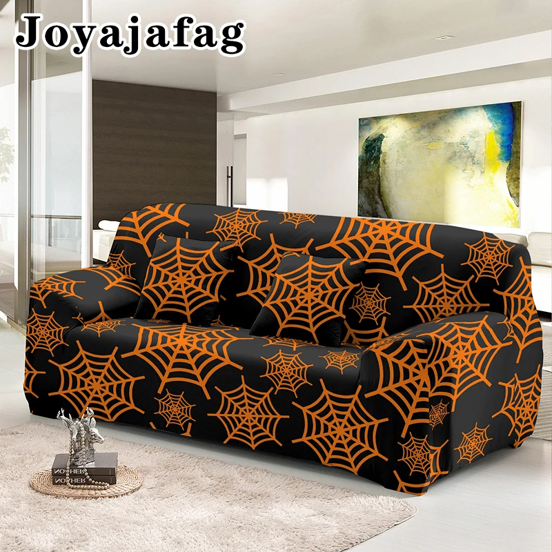 

Spider Web Halloween Stretch Sofa Cover Washable Dust-proof Slipcovers For Living Room Decor 1/2/3/4 Seater Elastic Couch Covers