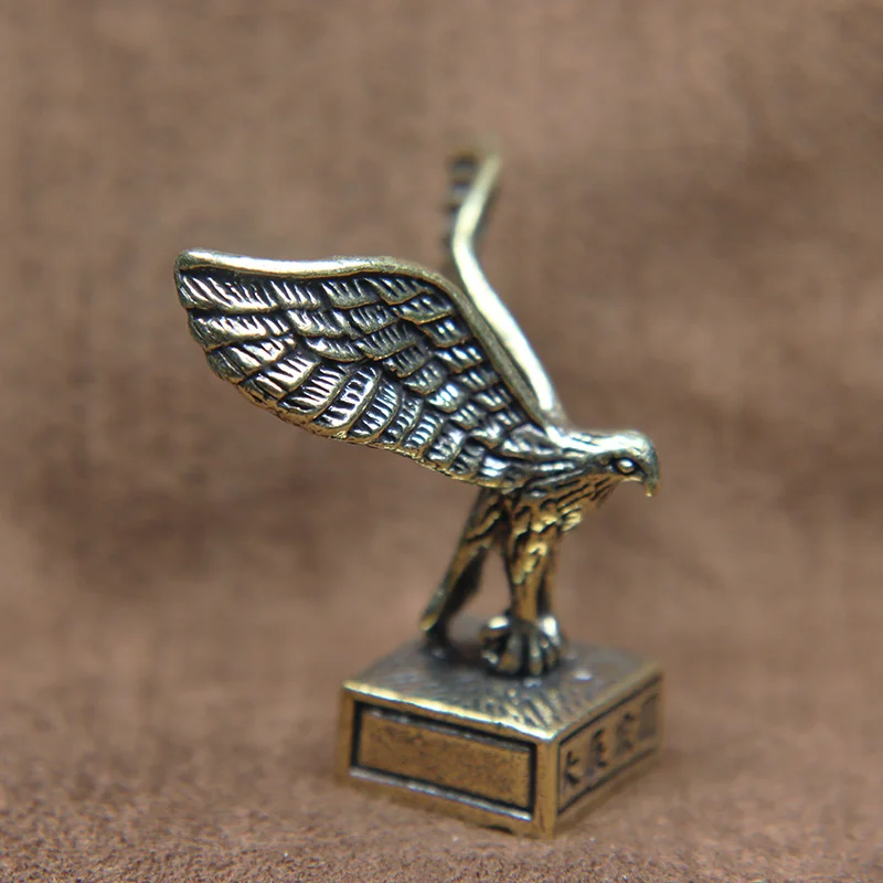Solid Brass Vintage Lucky Eagle Seal Figurines Miniatures Desk Ornament Home Feng Shui Decoration Crafts Accessories Collections