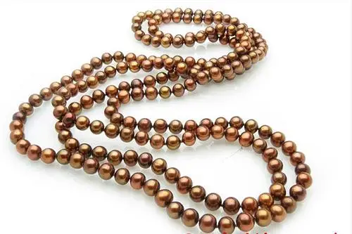 

Unique Pearls Jewellery 60'' Long Pearl Necklace Stunning Brown Freshwater Pearl Necklace Wedding Birthday Nice Women Gift