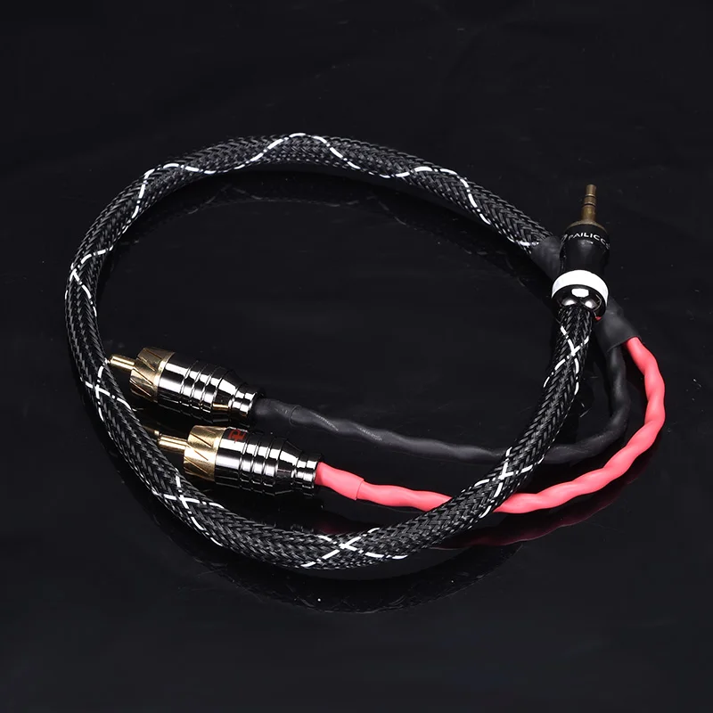 HIFI 3.5 مللي متر إلى 2 RCA ستيريو لتقوم بها بنفسك كابل Budweiser RCA + Canare المهنية بث الصوت-كابل 0.5 متر 1 متر 1.5 متر 2 متر