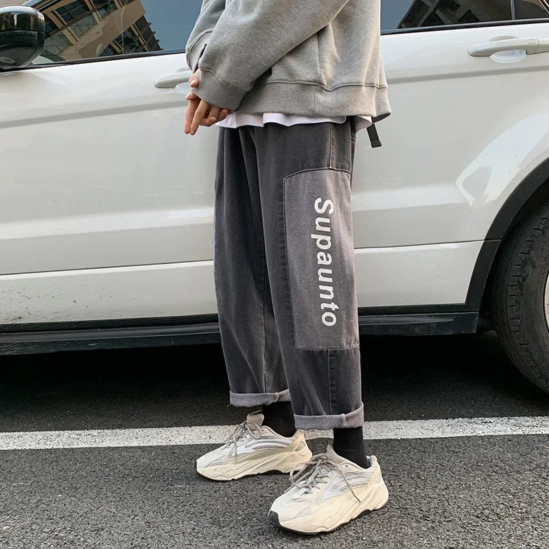 ICCLEK Autumn Straight Jeans Men's Color Matching Loose Jeans Fashion Casual Pants Plus Size Jeans  Mens Street Wear