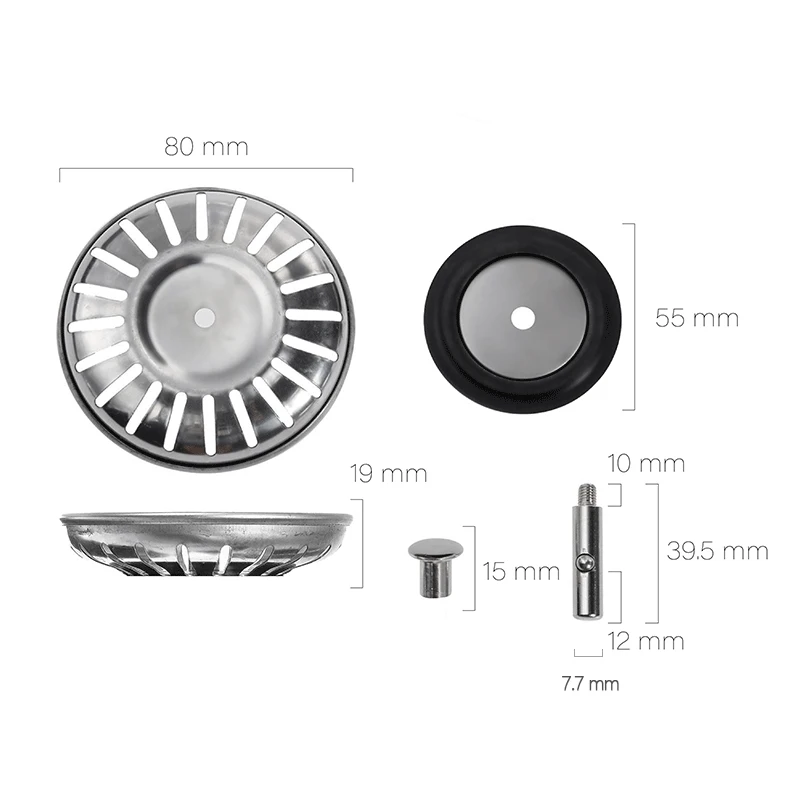 78-84MM Badkamer Gootsteenzeefje 304 Roestvrij Staal Water Stopper Gootsteen Water Filter Plug Aanrecht Accessoires Keuken Gereedschap