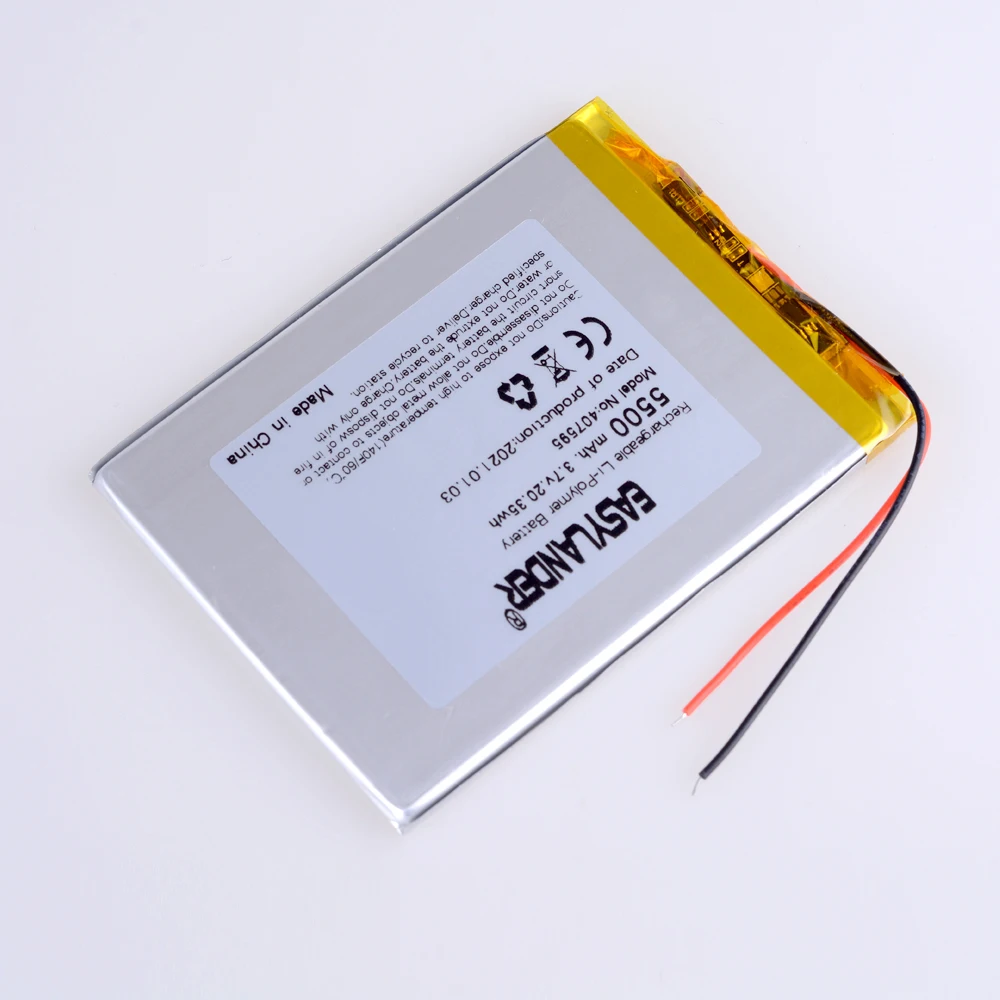 407595 3.7v 5500mah Rechargeable Lithium Li-ion Polymer Battery for android Tablet PC E-Book