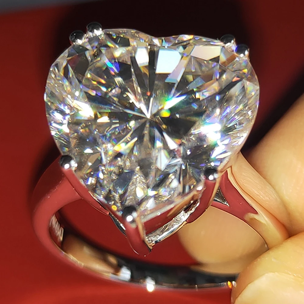 18K 750Au Gold Ring 5 6 7 8 10Carat DVVS Heart Moissanite Diamond Ring Round Wedding Party Engagement Anniversary Ring Trendy