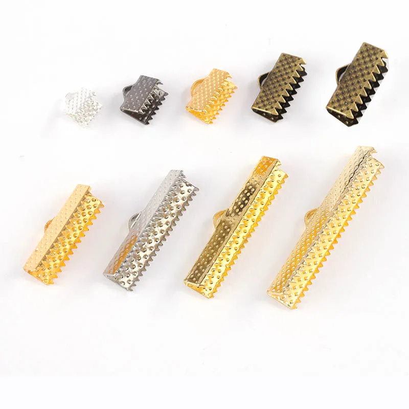 100pcs/lot Ribbon Clip Cover Clasps Cord End Caps String Necklace Bracelet Connector for Jewelry Making DIY Accessories Supplies