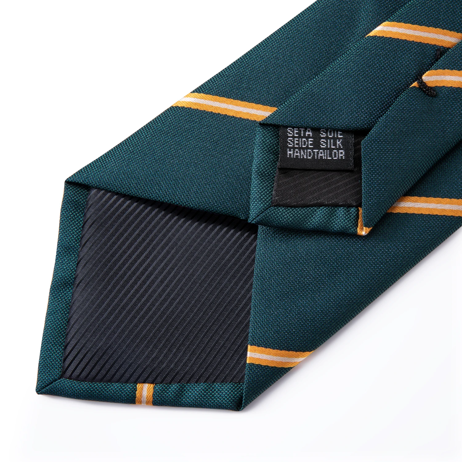 Nieuwe Groen Goud Gestreepte Mannen Silk Ties 8Cm Bedrijvengids Wedding Party Stropdas Pocket Plein Manchetknopen Mannen Gift Gravatas dibangu