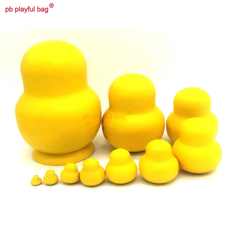 PB Playful bag Ten story little yellow duck Russian dolls funny wooden toy set crafts Valentine's Day gift decorations HG50