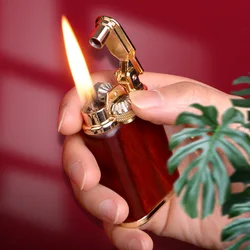 CHIEF-Kerosene Lighter Gear, Grinding Wheel Combined with Sandalwood Body, Retro Gift for Men