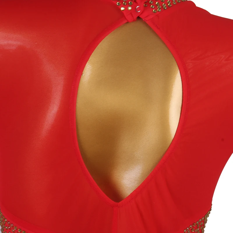 Adulto vestido de dança latina para mulheres vermelho manga longa feminino samba rumba cha-cha treinamento competição roupas