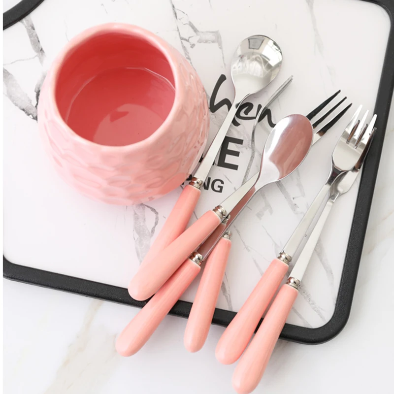 Ceramic Stainless Steel Fruit Fork Spoon Set Anti-Corrosion No Deformation Children's Cute Cartoon Dessert Fork